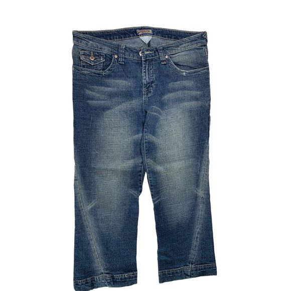 Leemo Jeans Juniors Size 11 12 Jeans Cropped Capri Jeans Vintage Y2k Flap Back P - Picture 2 of 5